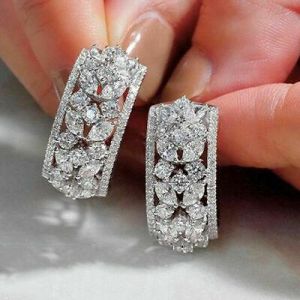 925 Silver Hoop Earrings for Women Gorgeous Cubic Zirconia Engagement Jewelry