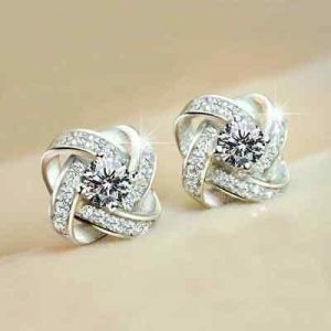 My Favoe Shop  jewelry /תכשיטים  925 Silver Stud Earrings Elegant Women Wedding Jewelry Cubic Zirconia A Pair/set