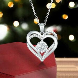 Heart 925 Silver Necklaces Pendants Fashion Women Cubic Zirconia Wedding Jewelry