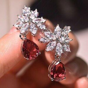 Gorgeous 925 Silver Drop Earrings Cubic Zircon Women Wedding Jewelry A Pair/set
