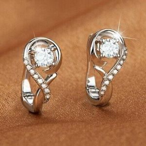 925 Silver Women Jewelry Elegant Cubic Zirconia Stud Earrings Wedding Jewelry