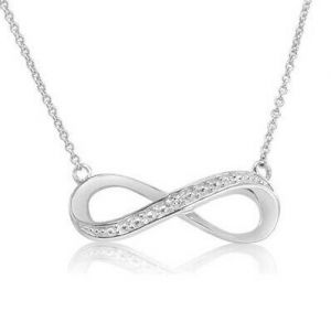 My Favoe Shop  jewelry /תכשיטים  .925 Sterling Silver Diamond Accent Infinity Necklace 18 inch
