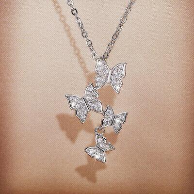 My Favoe Shop  jewelry /תכשיטים  Women 925 Silver Butterfly Necklaces Pendants Adorable Cubic Zirconia Jewelry