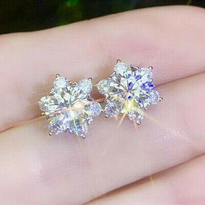 My Favoe Shop  jewelry /תכשיטים  Round Cut Cubic Zirconia Stud Earrings Pretty Jewelry Women 925 Silver Earrings
